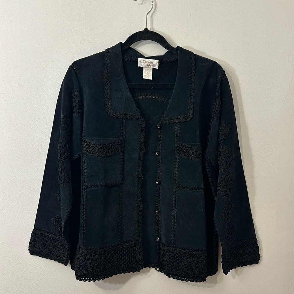 Kroshetta by Papillon Vintage Leather Black Jacket